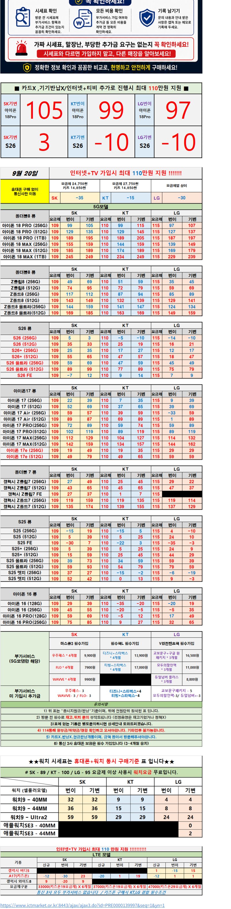 경기 스트라이커 휴대폰 성지 시세표 2