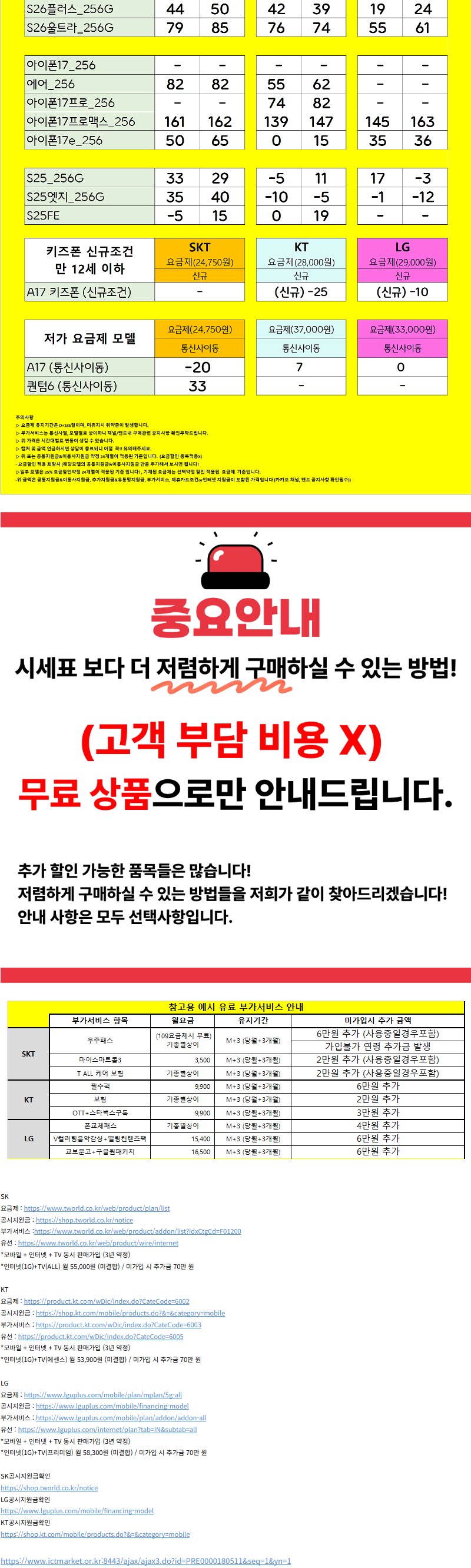 서울 퍼펙트스토옴 휴대폰 성지 시세표 2